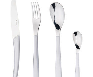 menagere 24 pieces en inox et manche couleur quartz
