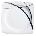 assiette plate noire et blanche