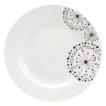 assiette plate noire et blanche