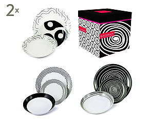 service de table blanc et noir