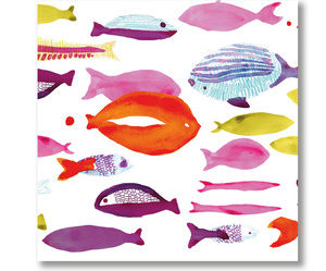 assiette plate poissons multicolores en ceramique banc de poissons