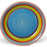 assiette plate multicolore