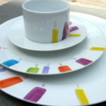 assiette plate multicolore