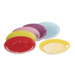 assiette plate multicolore