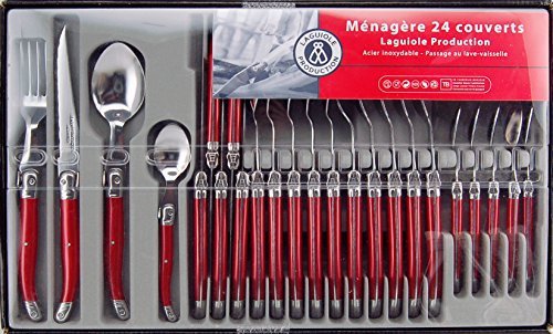 laguiole production menagere 24 pieces rouge