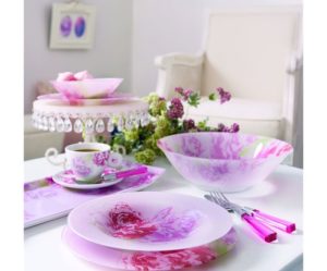 luminarc ink flower service de table 30 pieces