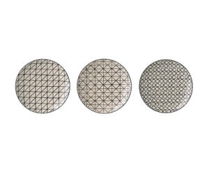 assiette plate blanche et noire