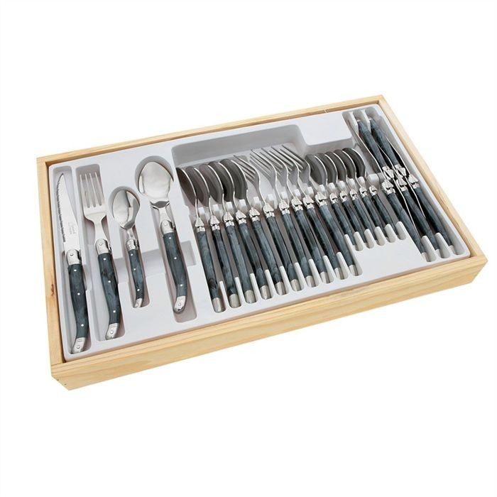 laguiole menagere 24 pieces manche gris marbre